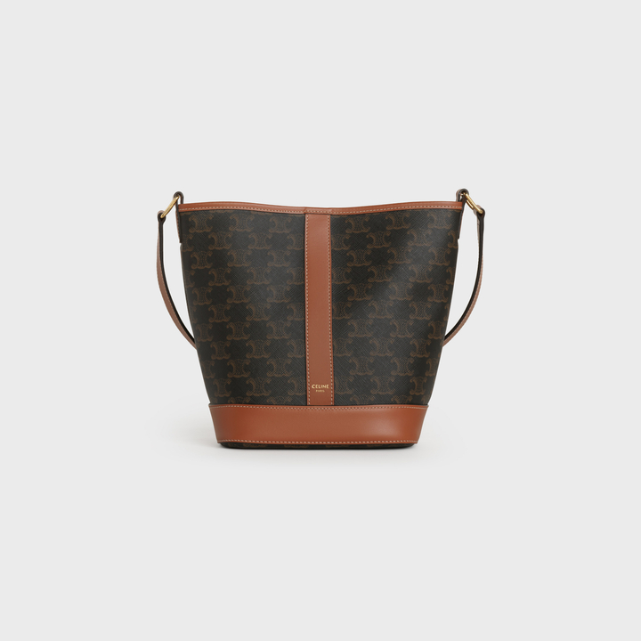 CELINE SMALL BUCKET IN TRIOMPHE CANVAS AND CALFSKIN
