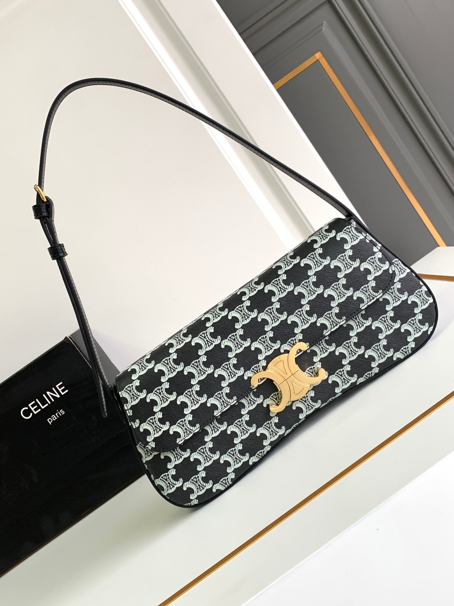 CELINE MEDIUM CELINE LOLA BAG IN TRIOMPHE CANVAS TWO-TONE（3 colors）